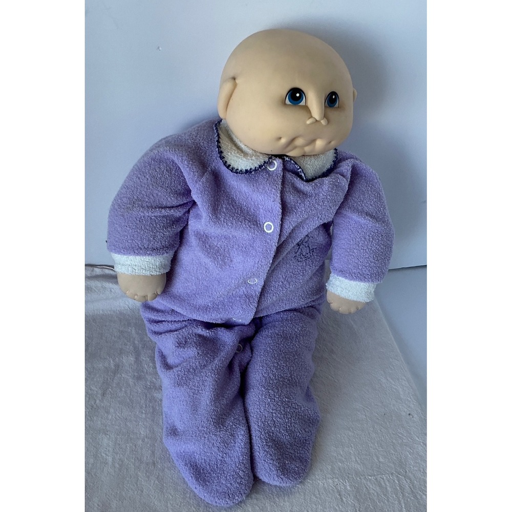Cabbage Patch Kids Vintage 1984 Bald Baby Doll Purple Sleeper 18 Inch 80s Toy